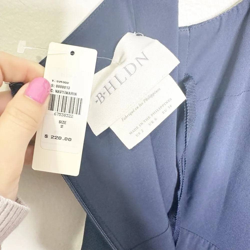 BHLDN Womens Dress Ashlynn Square Neck Side Slit Crepe Gown B957 Navy Size 2 NEW - Image 5