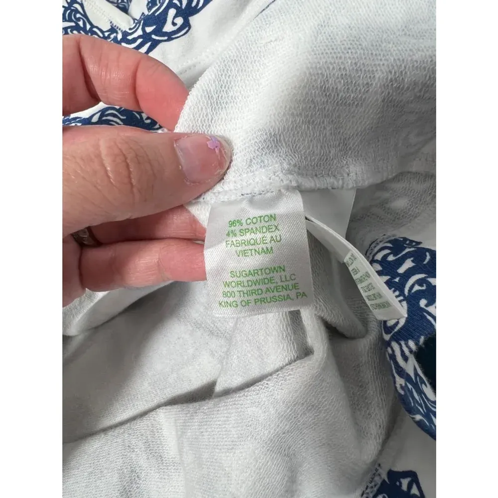 Lilly‎ Pulitzer Elephant Print Pullover Sweatshirt - White and Blue - Size S - Image 9