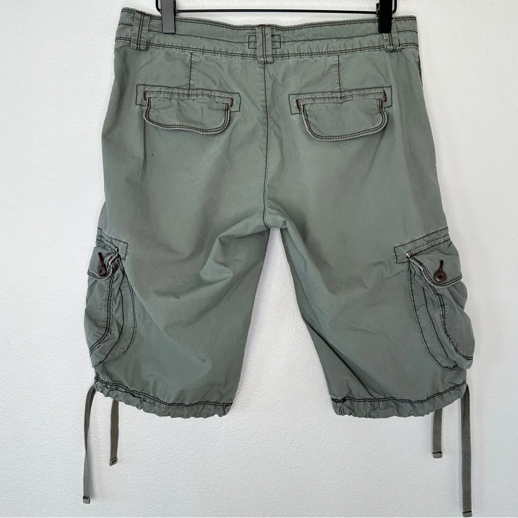 Y2K VTG Polo Jeans Co Ralph Lauren Bermuda Cargo Shorts Green Size 4 100% Cotton - Image 3