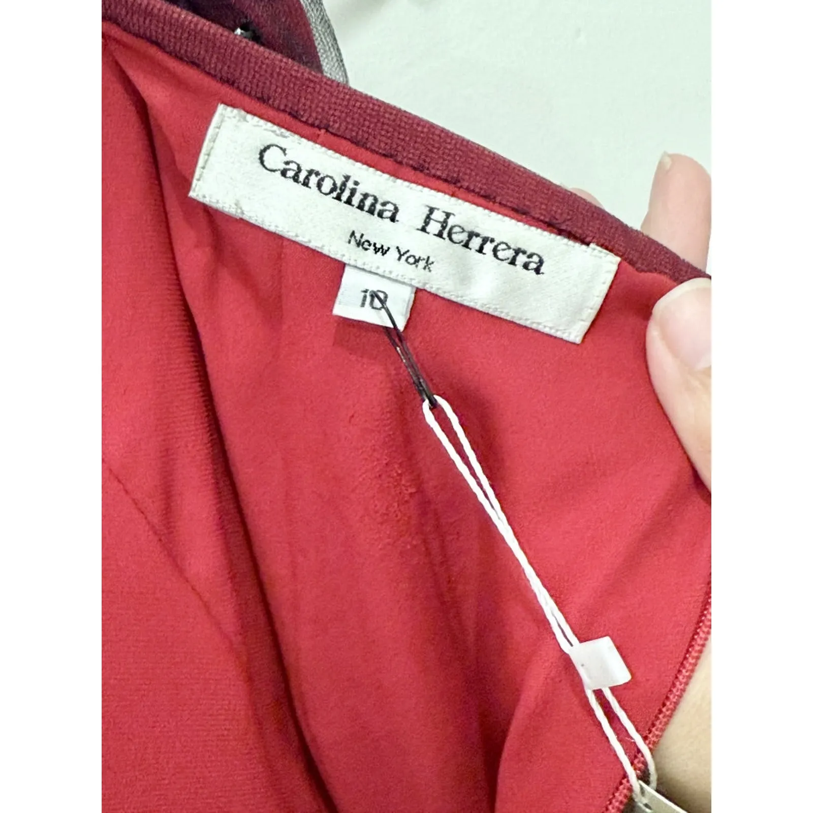 Carolina Herrera Mesh Overlay Beaded 100% Silk Maxi Skirt Red Women's Size 10 - Image 4