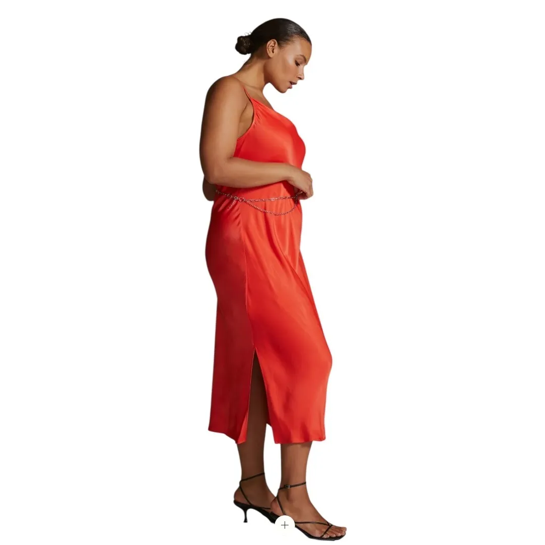 Anthropologie The Elyse Slip Dress Satin Cowl‎ Neck Maxi Orange Plus Size XXL - Image 3