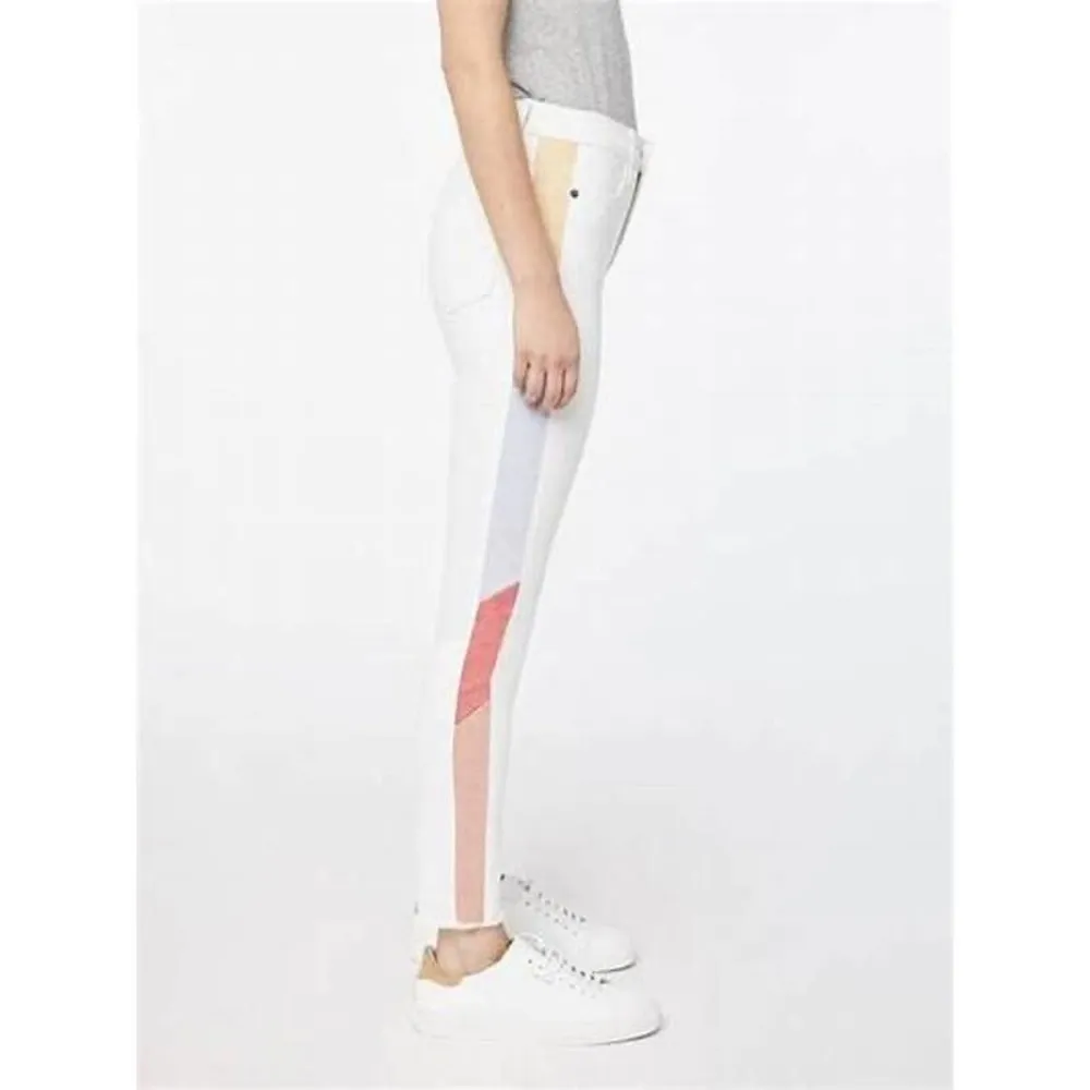 Frame Le High Skinny Colorblock Blanc Panel White High Rise Jeans Size 29 - Image 2