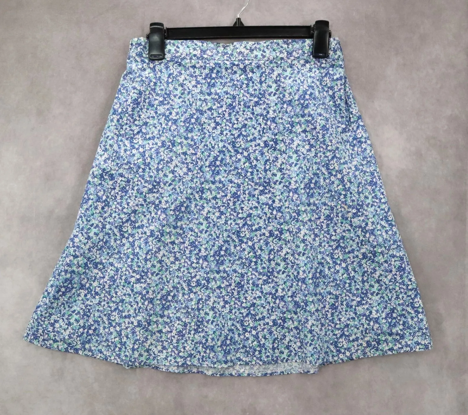Blue Floral Mini Short Flare Pull On Cotton Tenniscore Boho Skirt S Small - Image 1