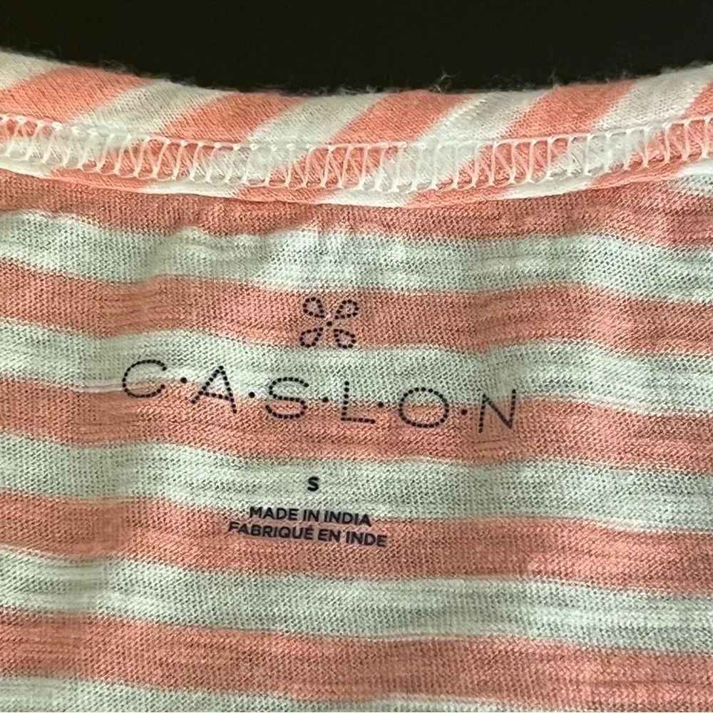 Caslon Modal/Cotton blend striped Tshirt, long fit, short sleeve, pink &white - Image 2