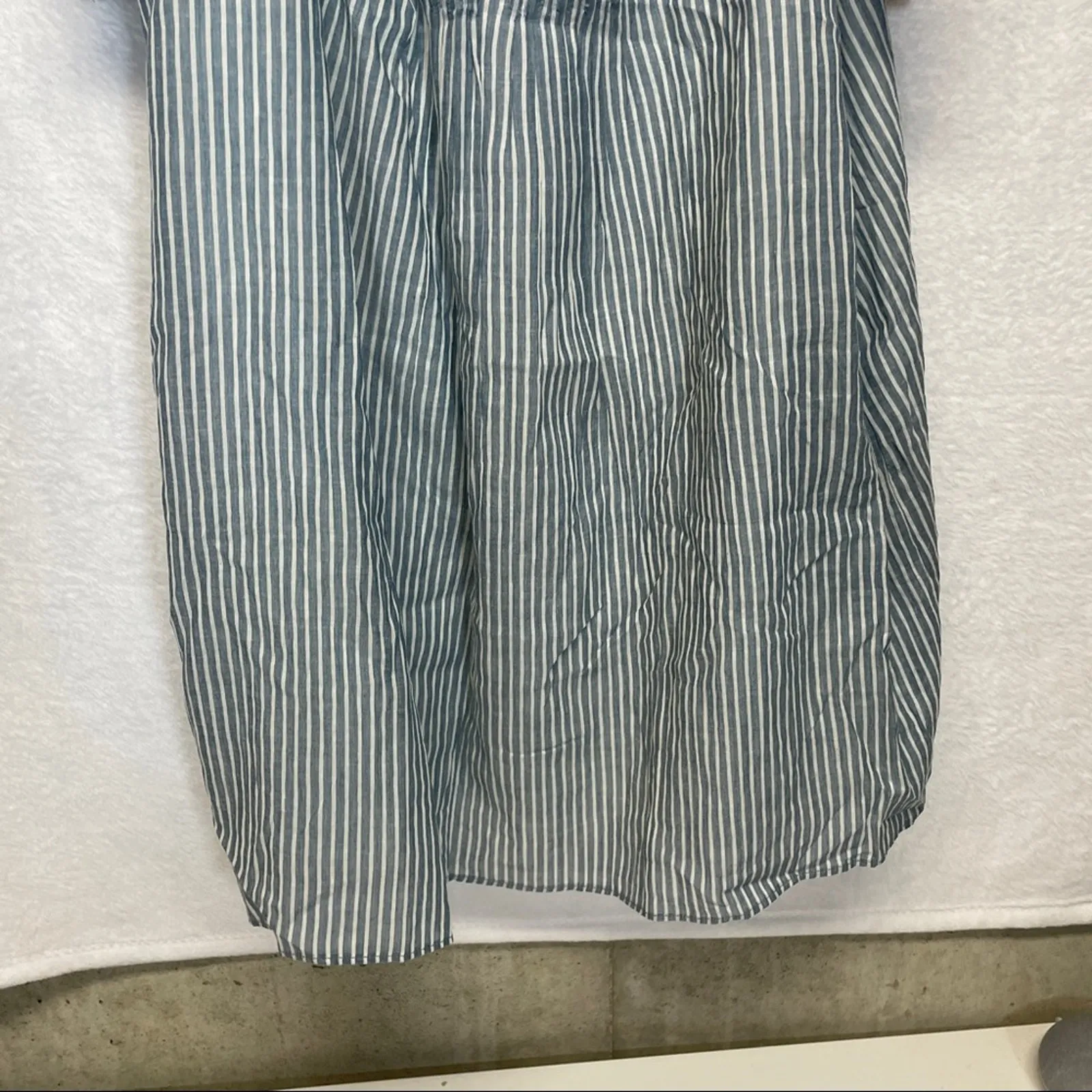 Greylin Natalia Off The Shoulder Blue‎ & White Striped Mini Dress Size L - Image 3