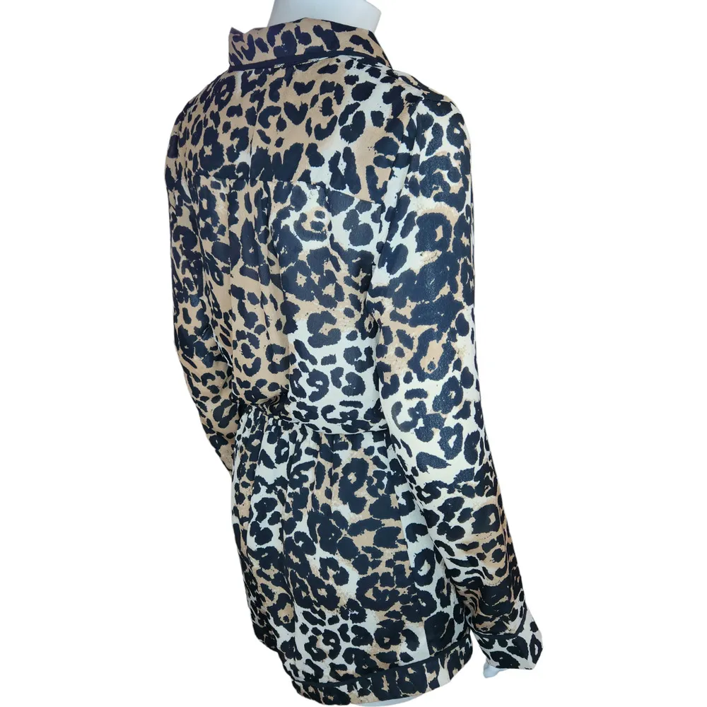 Buddy Love Womens Small Leopard Print V-Neck Long Sleeve Romper Elastic Waist - Image 8