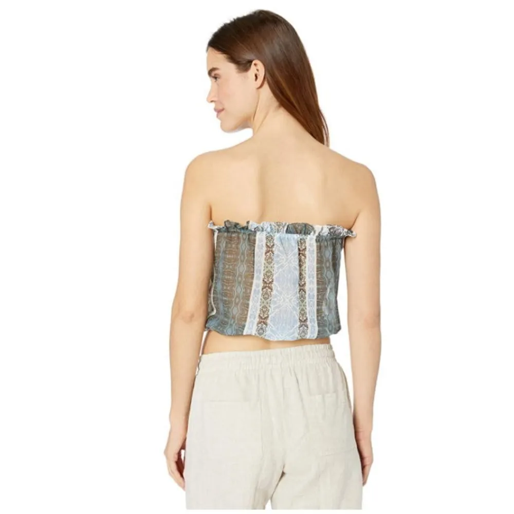 Ramy Brook Alessia, Grey / White Strapless Blouse M NWT - Image 3