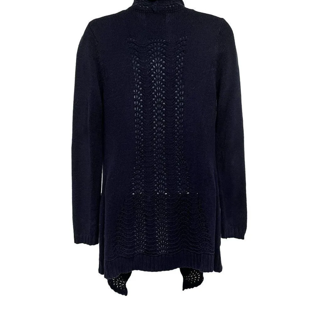 Skies are Blue Crochet Knit Cardigan Sweater Long Sleeve Open Front Pockets - Image 30