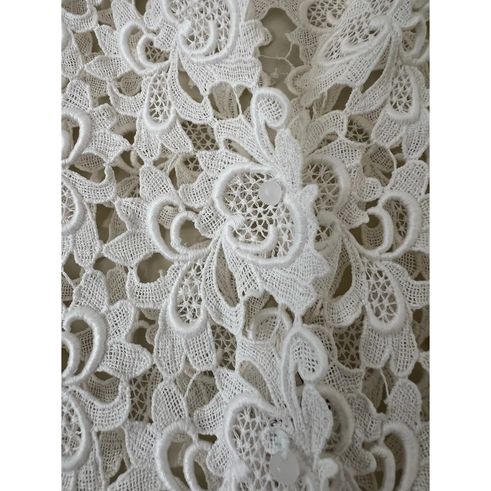 Antique Vintage Lace Topper Cardigan Delicate Layer Cottage Lattice Snap Front White Size 8 - Image 4