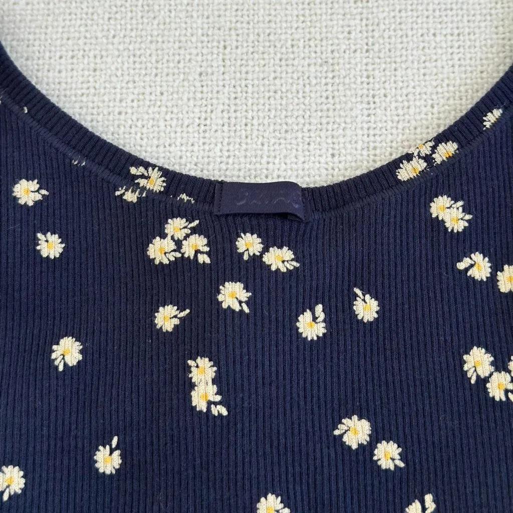 Skims Cotton Rib Tank in Navy Daisy Print, Size Large - Image 6