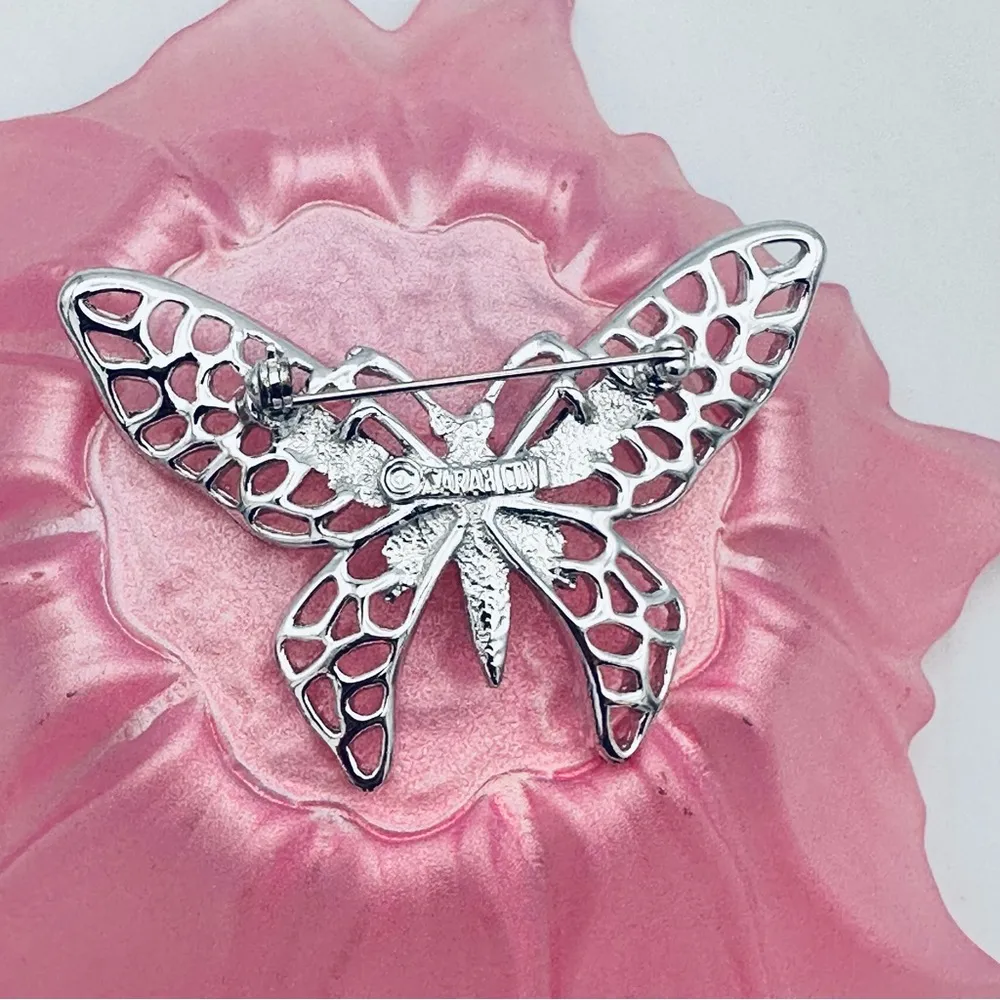 Vintage Sarah Coventry silver tone butterfly pin brooch - Image 2