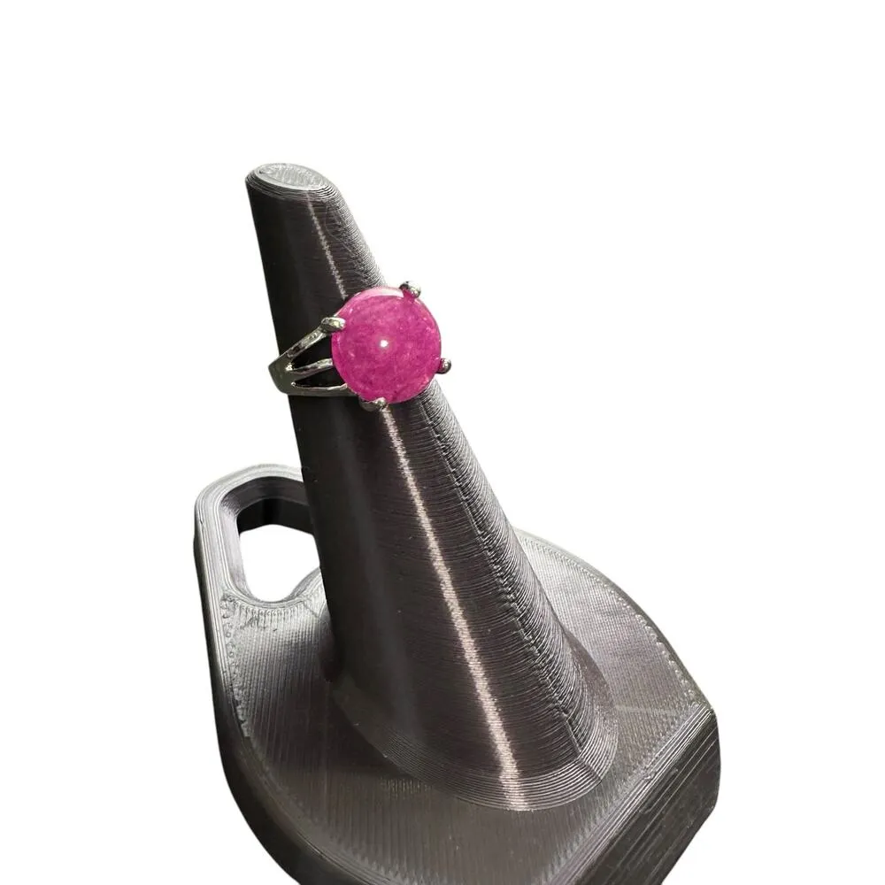 Strawberry Quartz Pink Ring Silver Plated Size 6 Costume Fashion Jewelry - Image 4