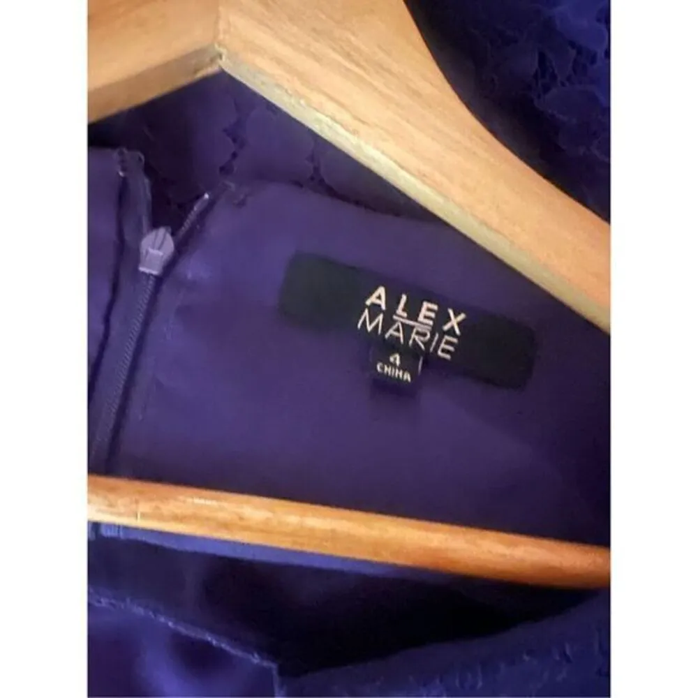 Alex Marie Purple Lace Sheath Dress Women’s Size 4 Cocktail Formal Wedding Guest - Image 4