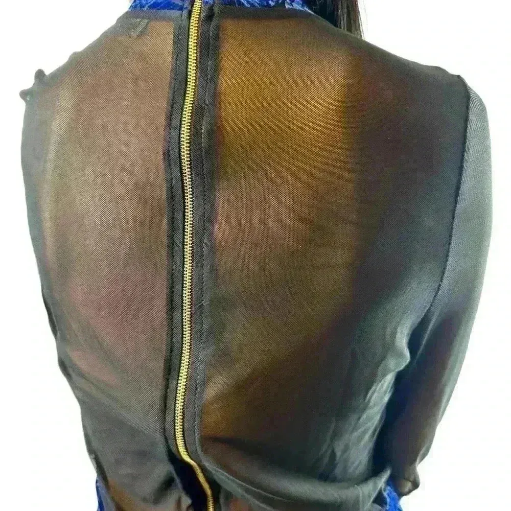 Vintage 80s 90s Glitz Dress Long Sleeve Sheer Velvet Size Small. - Image 15