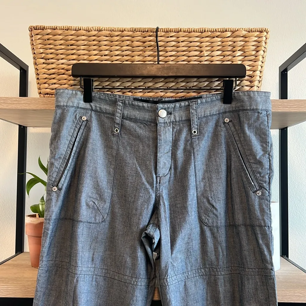 Joe's “Take Me, Slowly” Mid-Rise Woven Chambray Capri Cuffed Pants, 30 - Image 2