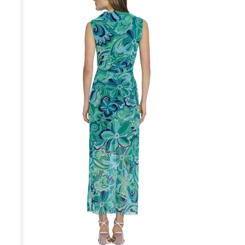 DONNA MORGAN MOCK NECK FLORAL SLEEVELESS DRESS - Image 4