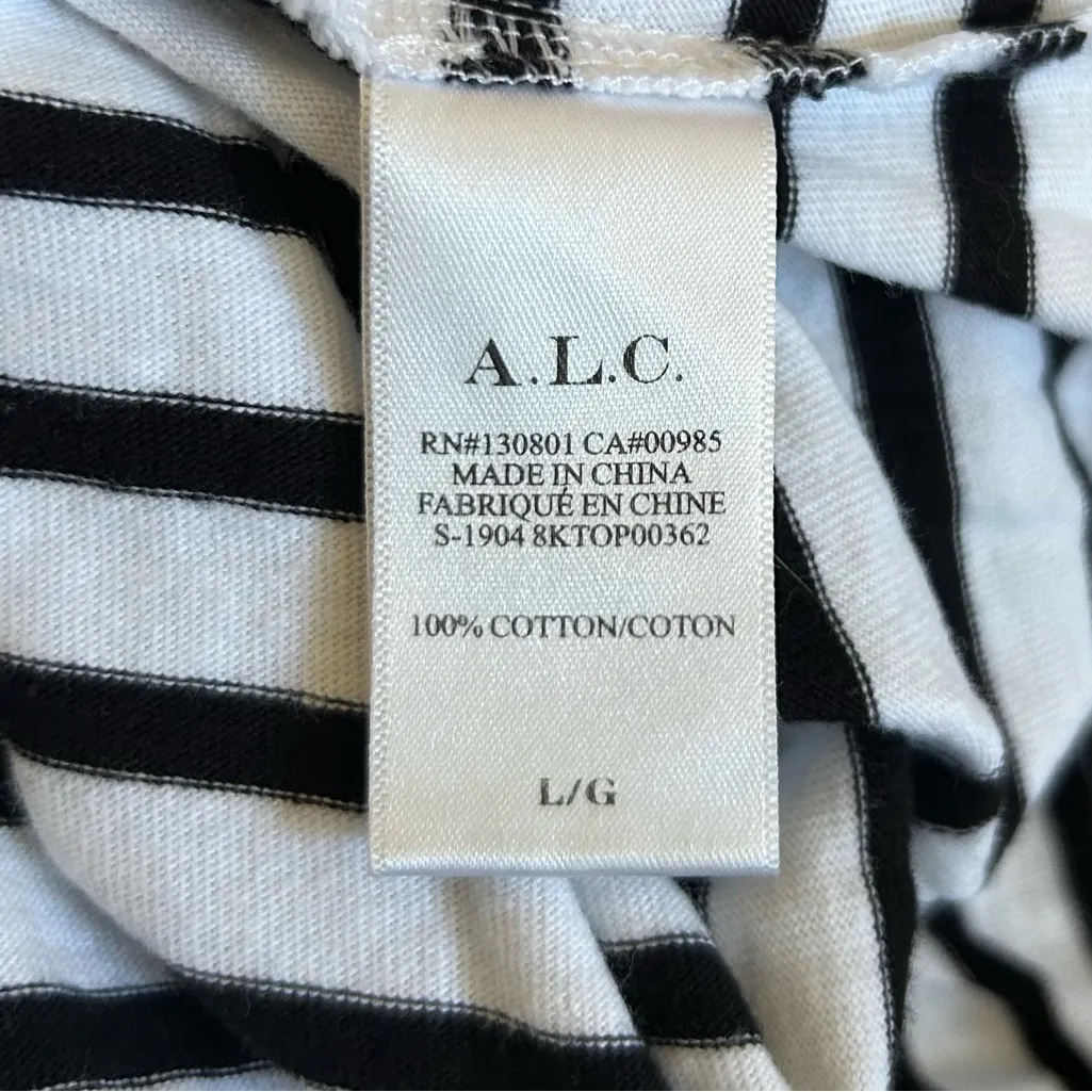 A.L.C. Black & White 100% Cotton Short Flutter Sleeve Blouse Top Shirt Large - Image 5