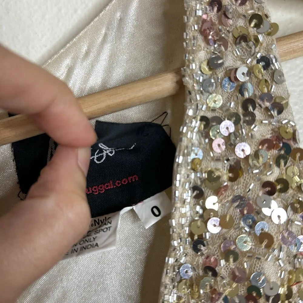 Mac Duggal Sequined Plunging V-Neck Sheath Dress 4930L Nude/Gold size 0 - Image 8