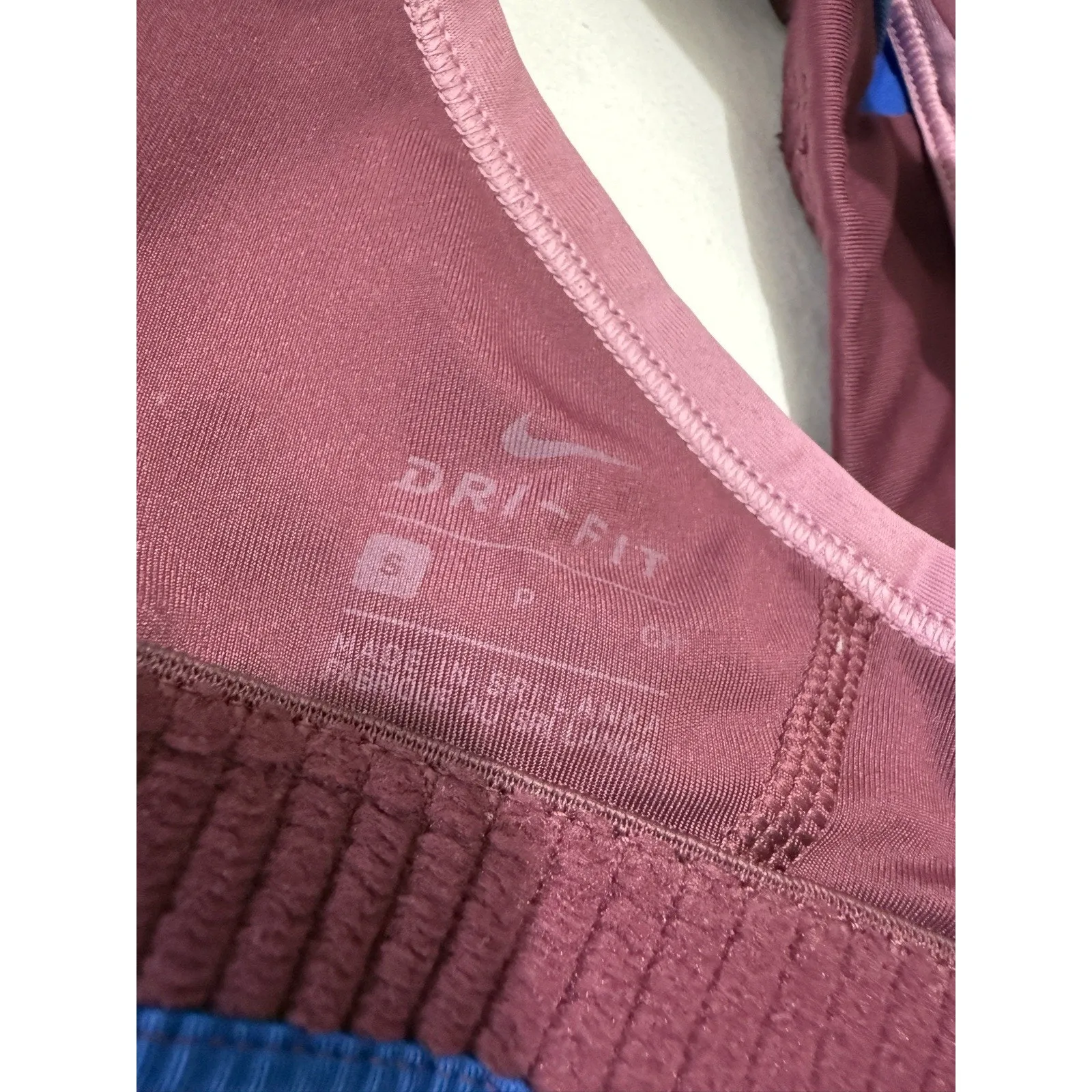 Nike Swoosh Colorblock Sports Bra Small Blue Pink White Racerback Dri-FIT - Image 9