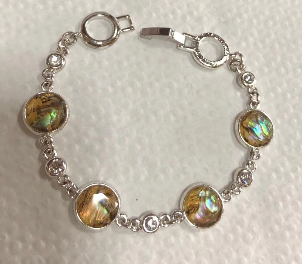 New Yellow Design Stone Silver Tone Bracelet - Image 6