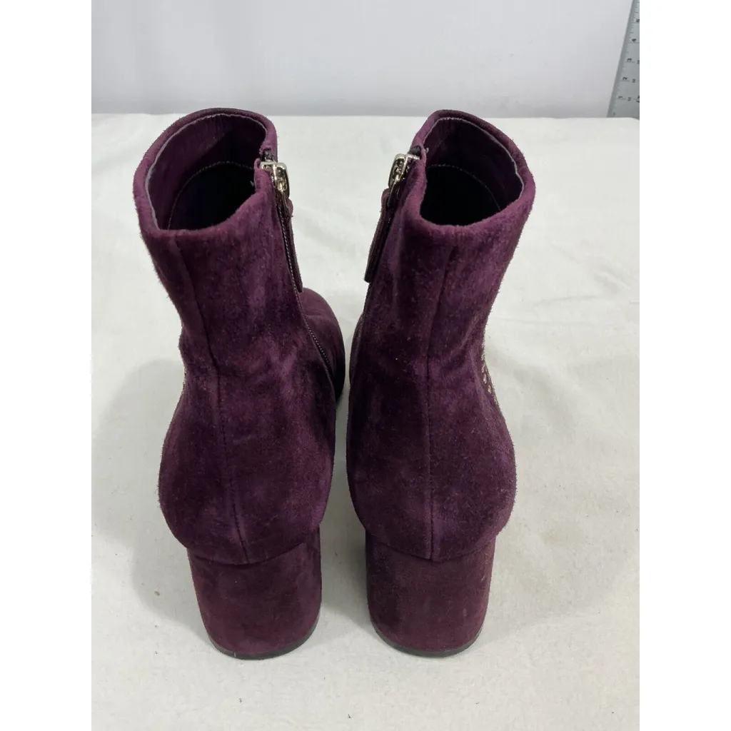 Womans White House Black Market Zeek Burgundy Suede Pull On Ankle Boot 9 M - Image 5