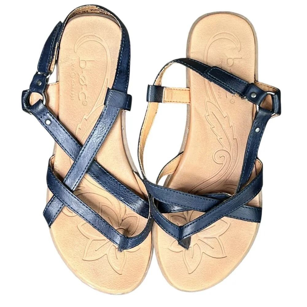 BOC Pearly Sandals Womens Size 7M Blue Faux Leather Toe Post Strappy Comfort - Image 3