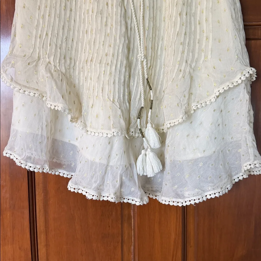 Anthropologie TRYB Ivory Swiss Dot Tiered
Mini Skirt Boho Cottagecore Small Size M - Image 3