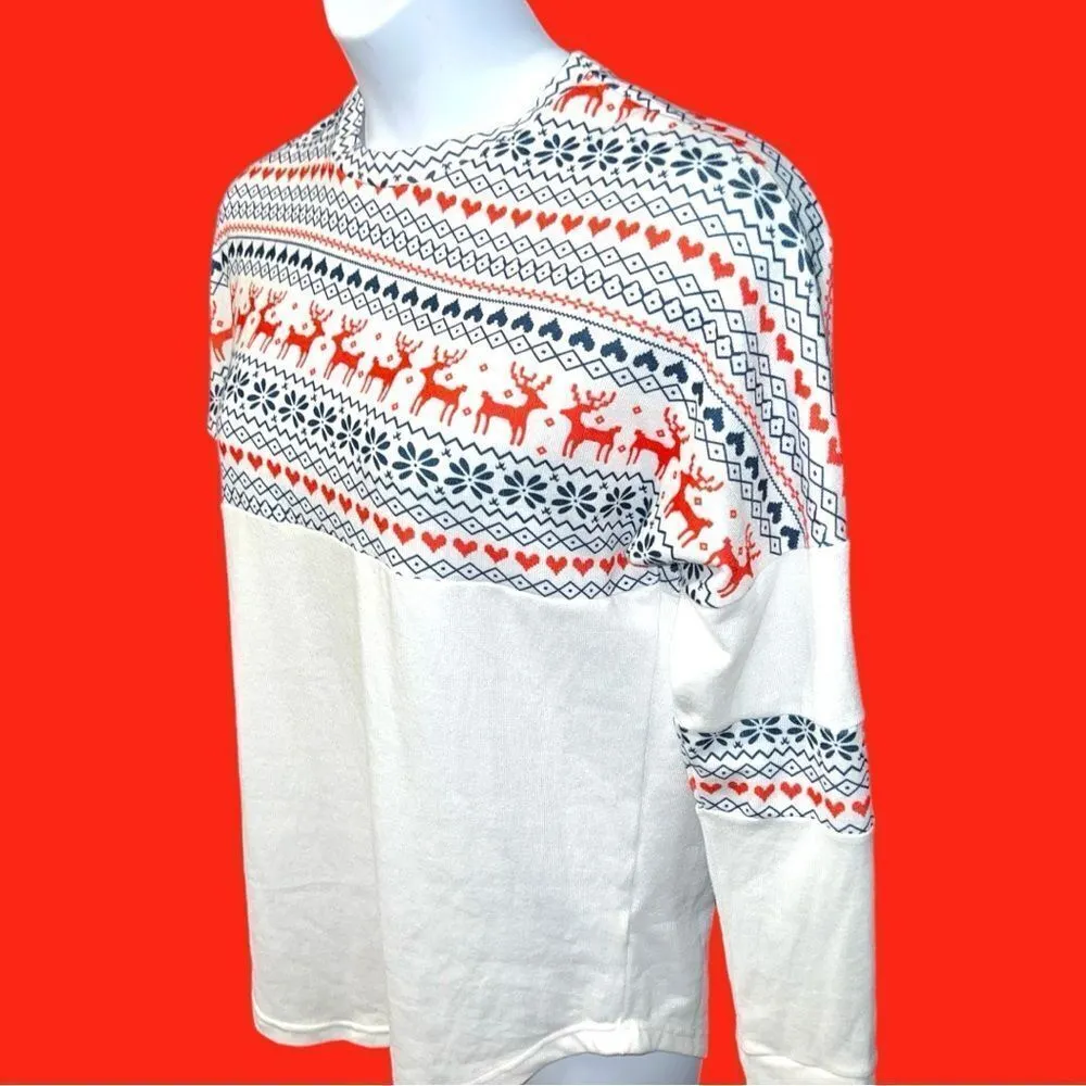 Camisa cute white sweater top with cute red and blue holiday designs. White Size L - Image 6