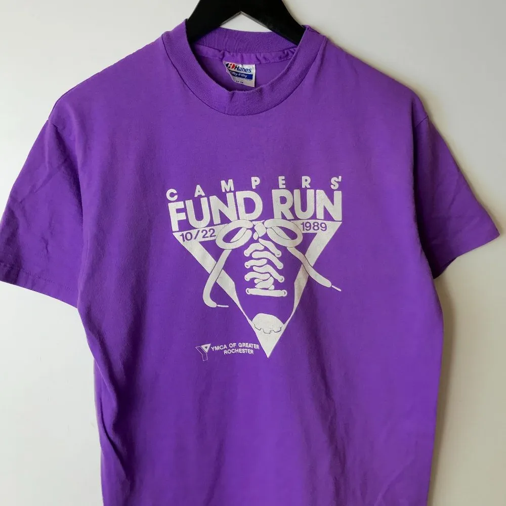 1989 Vintage Campers' Fund Run WVOR FM 100 T Shirt 80s 50/50 Single Stitch Large - Image 16