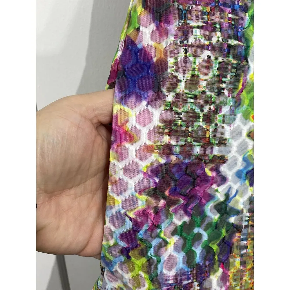 New York & Co Dress Size 14 Pink Abstract Honeycomb Textured Fairy Core Easter - Image 3