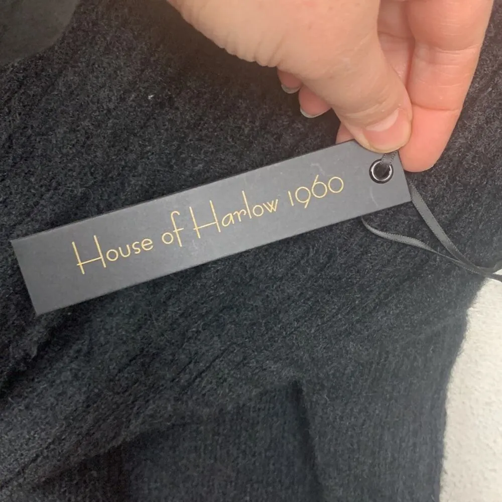 House of Harlow x revolve womens large wool sweater wrap dress black alpaca long - Image 6