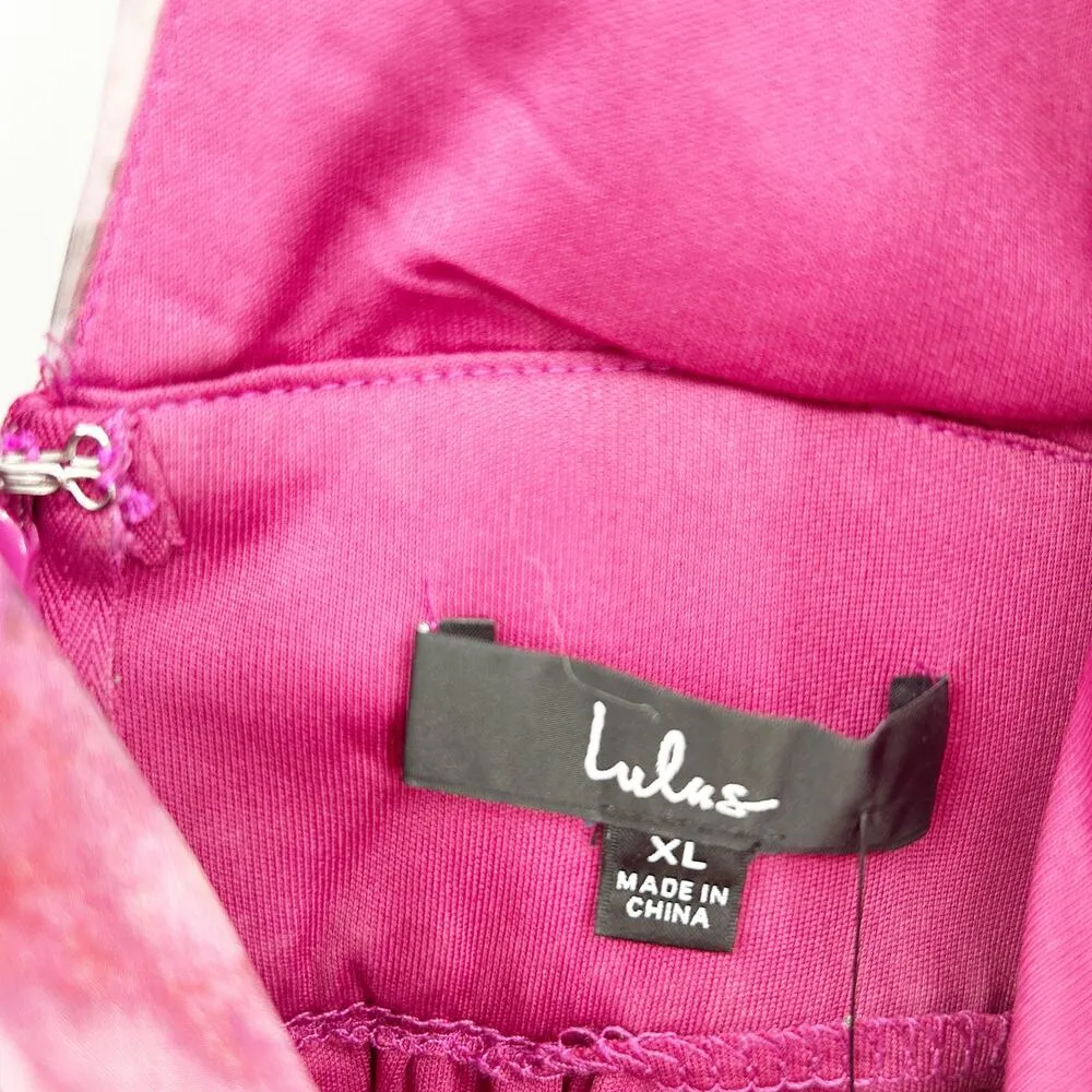 NWT Lulus Glam Party Garden Romance Magenta Floral Print Organza Maxi Dress XL - Image 7