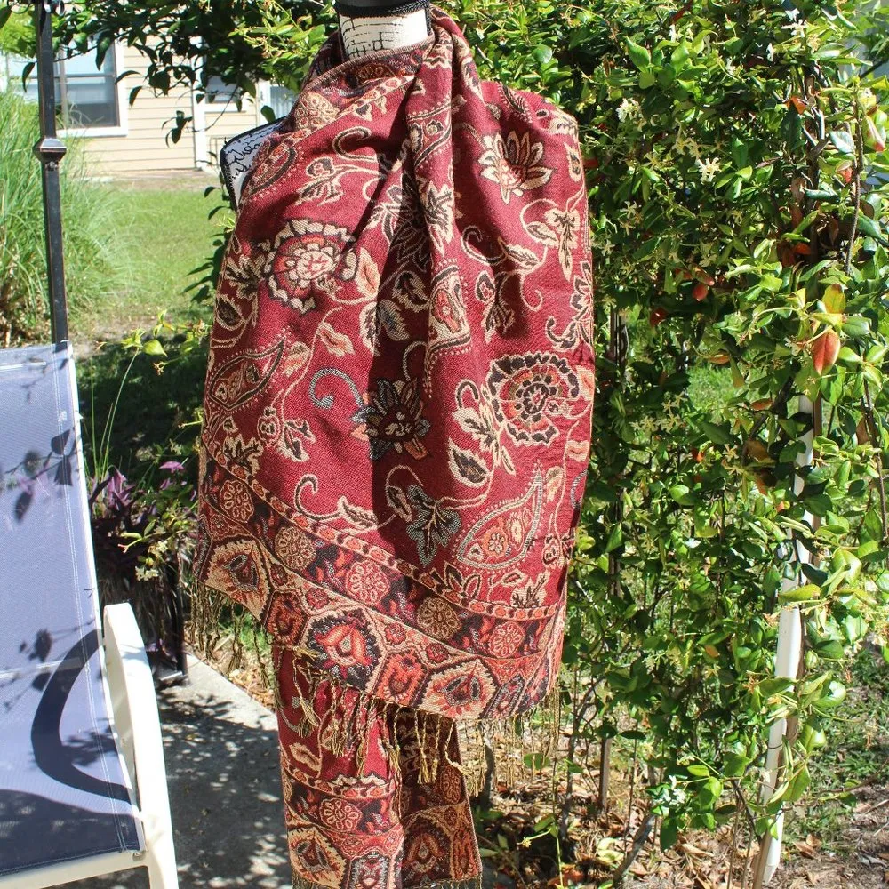 Classic Pattern Style Scarf Scarves Wrap Brown - Image 3