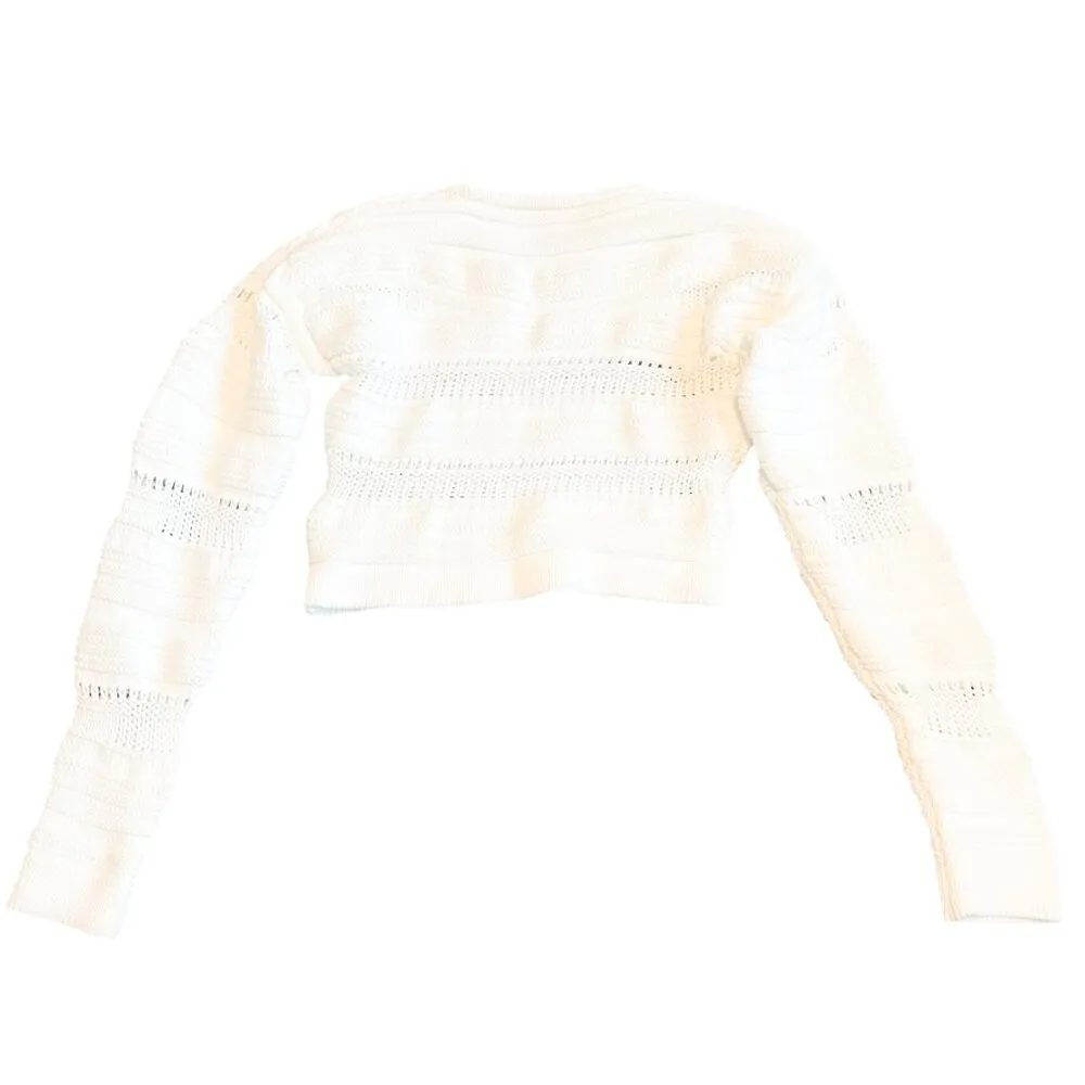 Helmut Lang Pullover Chunky Knit White Sweater Cropped Stretch Size Small Womens - Image 7