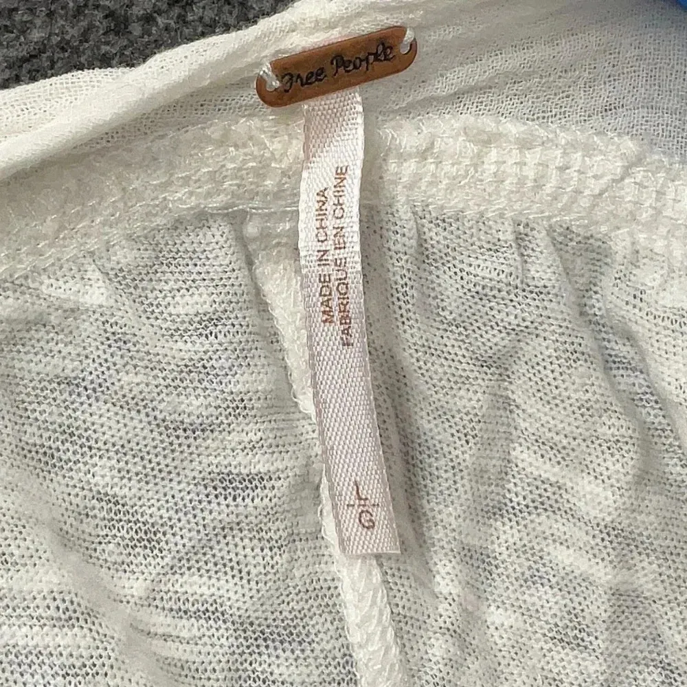 Free People White Linen Blend Double Knot Open Front Boho Blouse Size Large L - Image 4