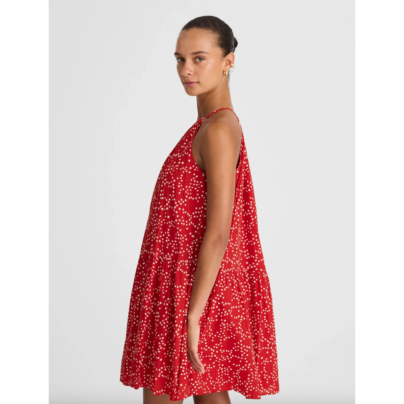 Madewell Drop Waist Mini Dress Polka Dot Trapeze Relaxed Festival Red XS NWT - Image 3