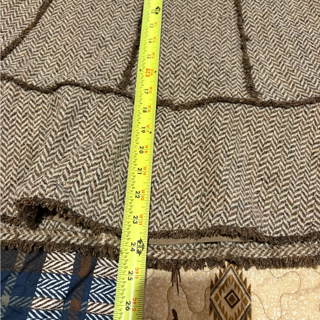 Ann Taylor LOFT a-line flounce skirt herringbone tweed pattern with fringe trim - Image 10