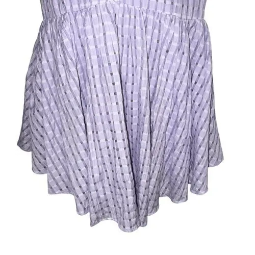 ASOS LUXE Plunge Triple Ruffle Romper In Lilac Gingham Organza Worn Once Size 10 - Image 5