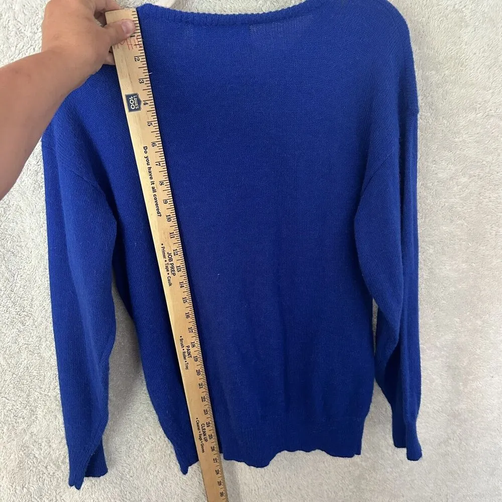 Vintage Sweater Small Blue Black Velvet Bows Beaded Pullover Dana Scott - Image 13