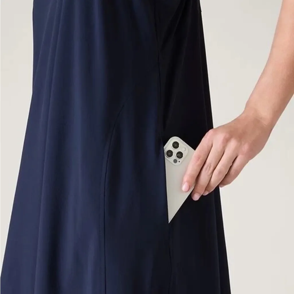 Athleta Presidio Traveler Maxi Dress Navy Size XS EUC Minimalist Travel - Image 3