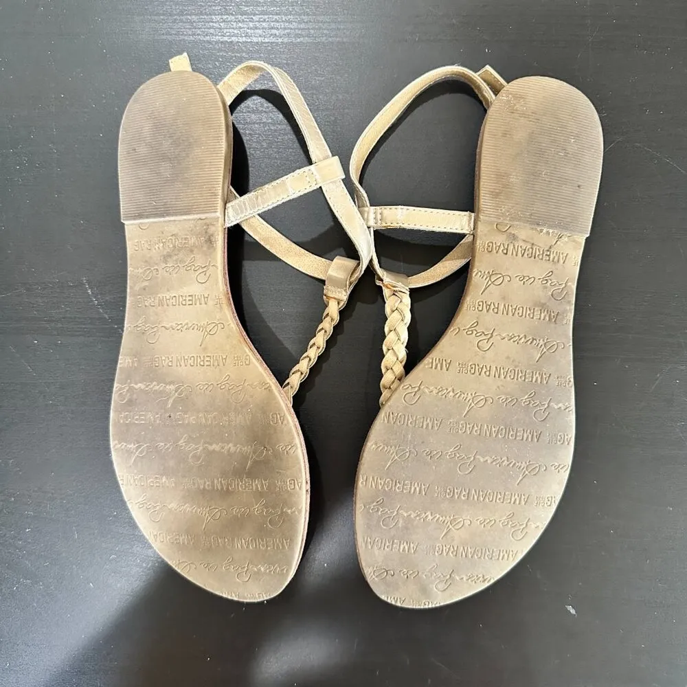 AMERICAN RAG Matte Gold Braided Thong Toe Sandal Size 8.5 - Image 7