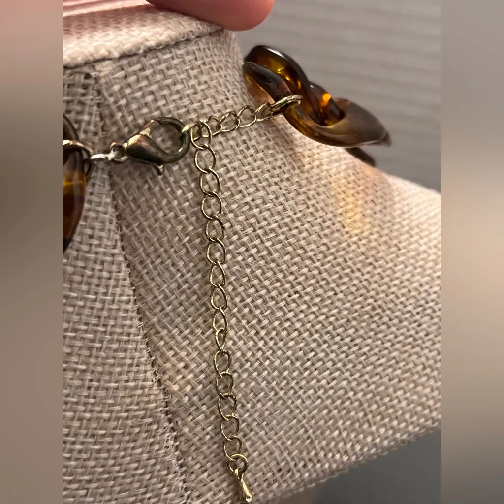 Tortoiseshell Chain Link Necklace double strand vintage extension classic Brown - Image 6