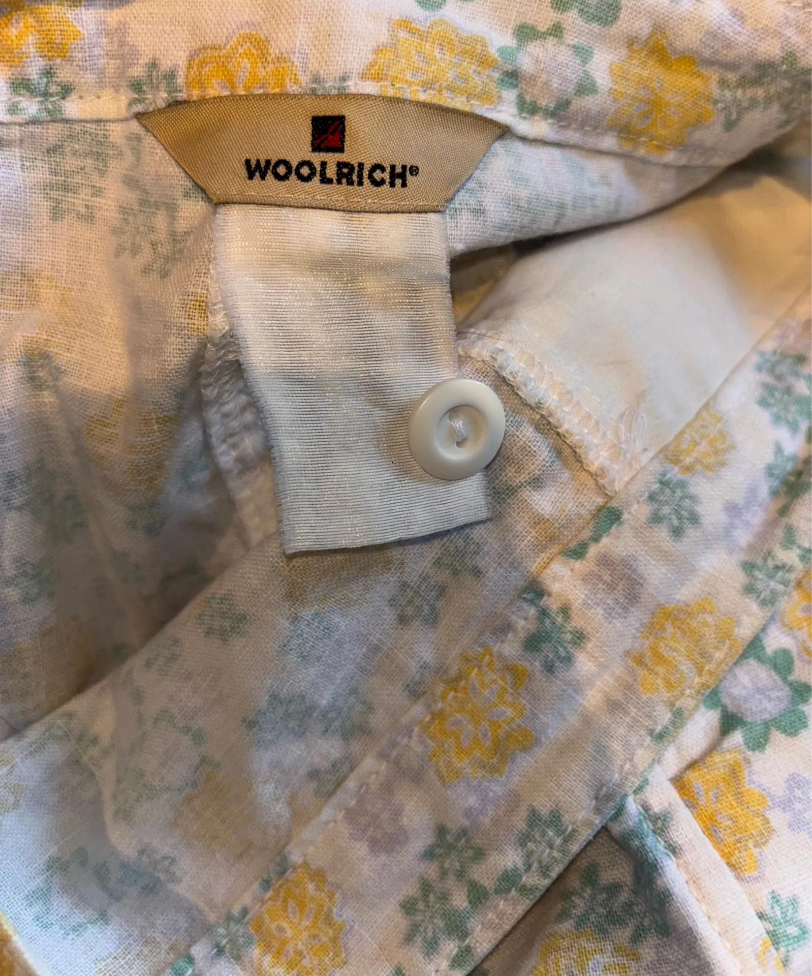Vintage Woolrich Skirt Short Yellow Ditzy Floral Flower Print Linen Blend Sz 10 Approximate. Size tag faded.  - Image 7