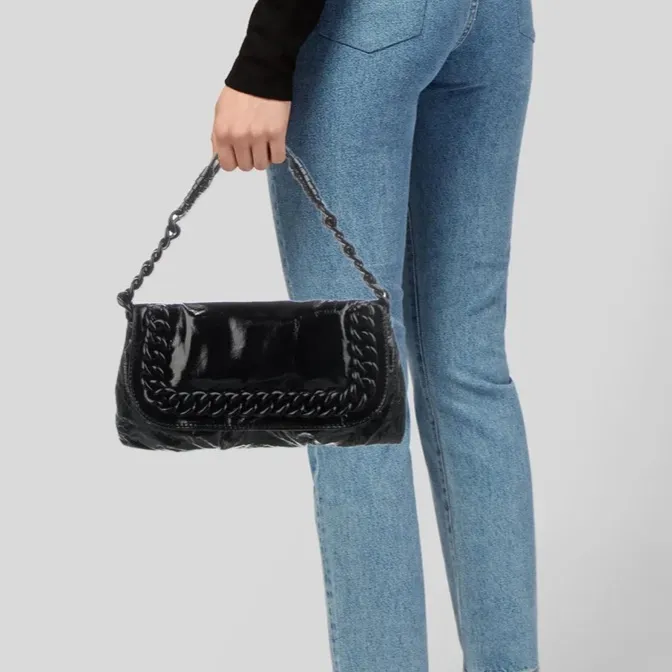 Michael Kors RARE VINTAGE Metallic Python ID Chain Shoulder Bag - Image 2