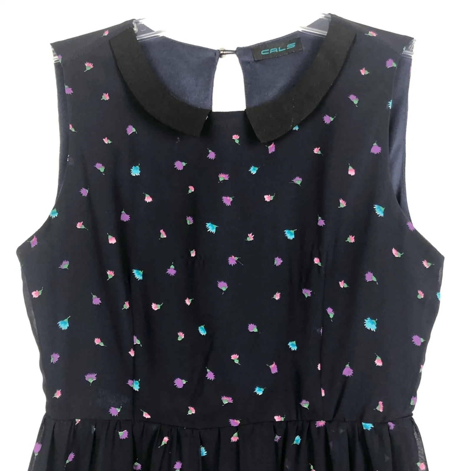 CALS Blue Chiffon Sheath Floral Dress - Image 4