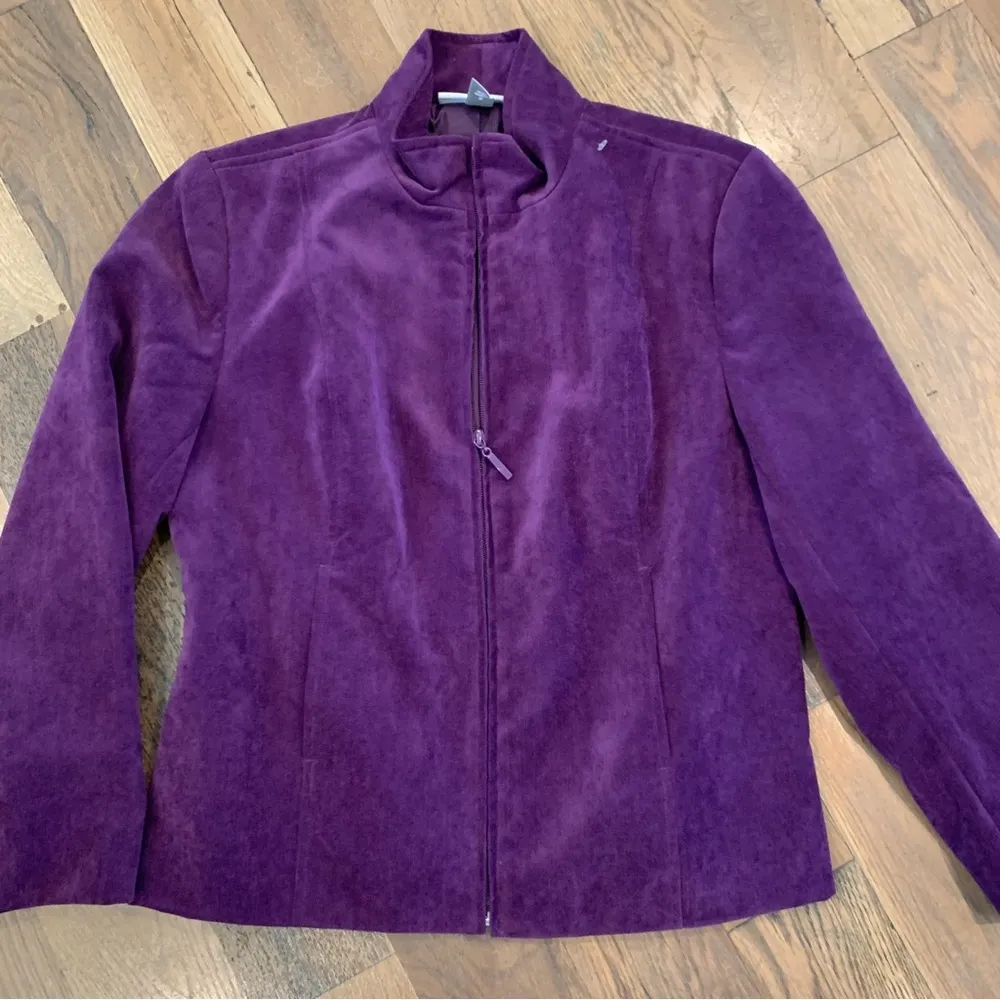 Dressbarn Womens Purple Zip Front Jacket Size Small - Image 7