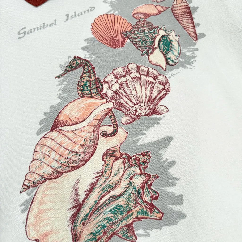 Vintage Sanibel Island Sweatshirt Collared Florida S Small M Medium Red - Image 2