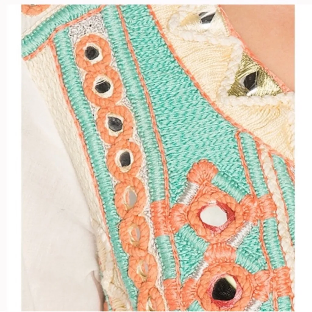 Raga Women's Coastland Boho Embroidered Long Sleeve Babydoll Swing Blouse Top XS - Image 10