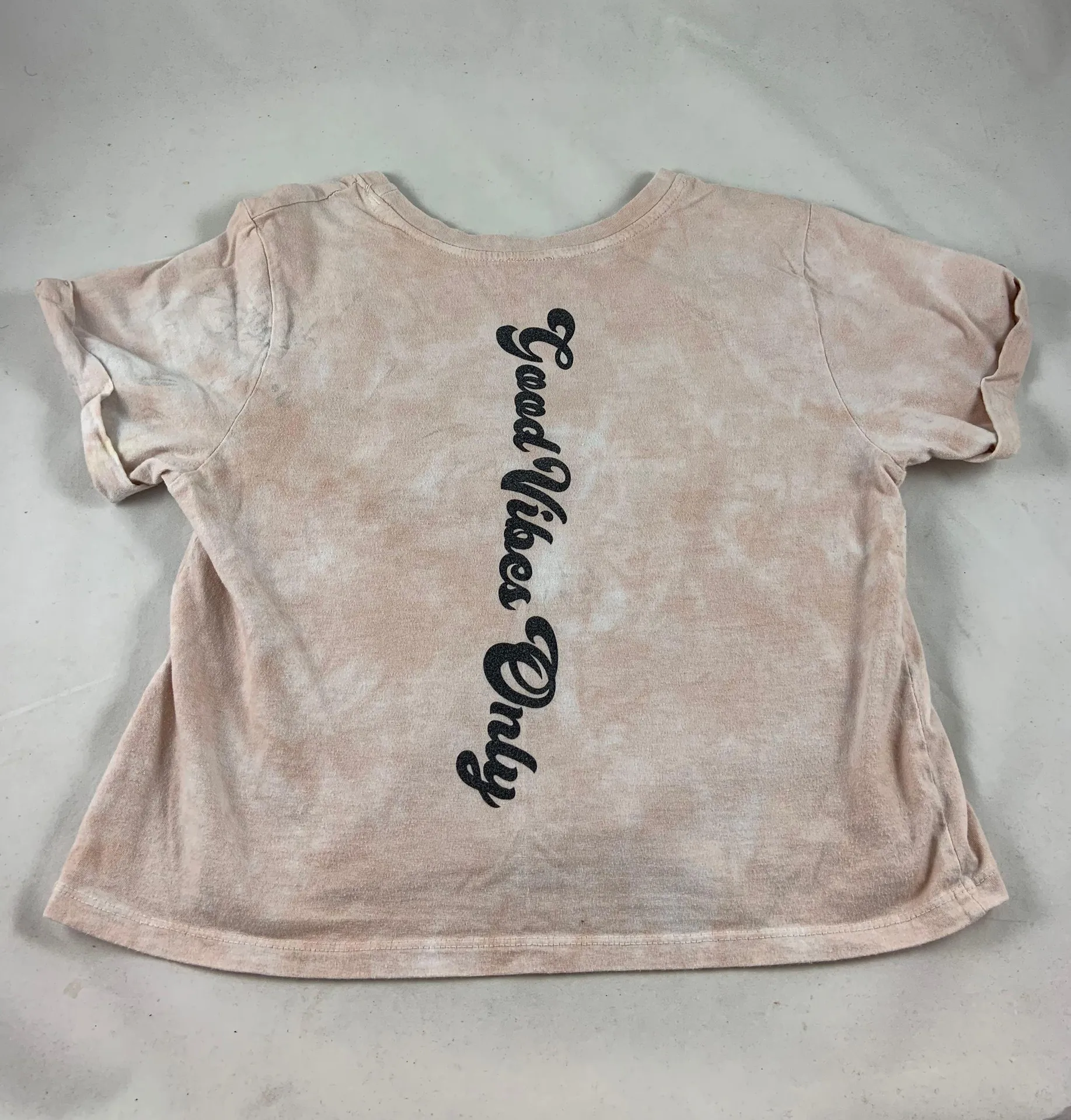 Good Vibes Only Tie Dye Pink Crop Tee Size M - Image 2