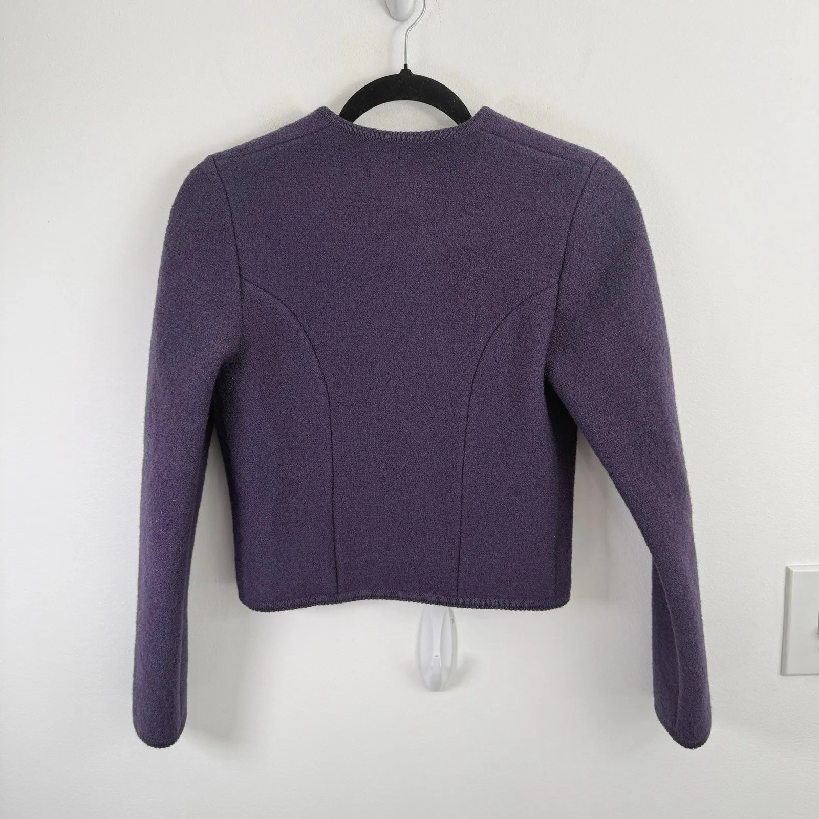 Geiger Tyrol Purple Wool Sweater Jacket Vintage Made in Austria Womens 36 US Sma - Image 4